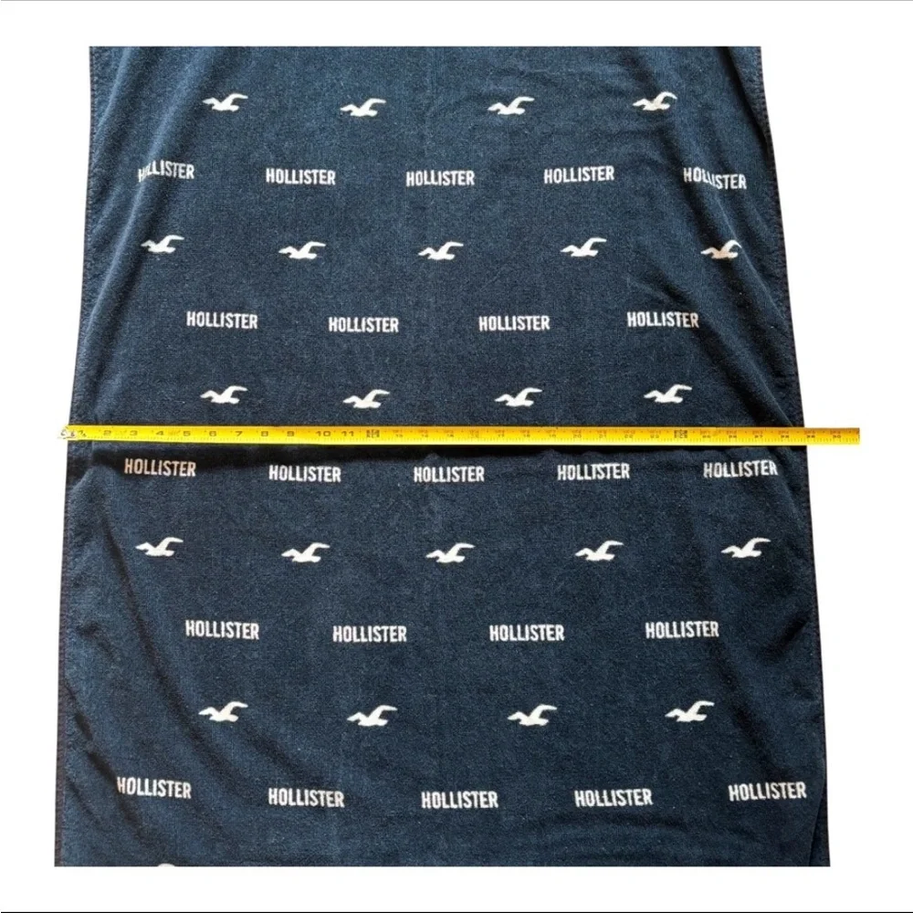 Hollister All Over Logo Unisex Blue Beach Towel